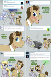 Size: 1502x2254 | Tagged: safe, artist:jitterbugjive, derpy hooves, doctor whooves, pony, shark, anvil, doctor who, laser, lovestruck derpy, sonic screwdriver