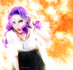 Size: 800x757 | Tagged: safe, artist:randyleighd, rarity, human, clothes, humanized, jewelry, necklace, shirt, skirt, solo