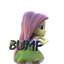 Size: 1000x1000 | Tagged: safe, alternate version, artist:creatorofpony, fluttershy, equestria girls, /mlp/, 3d, 3d model, armpits, blender, bump, clothes, shy, simple background, skirt, solo, tanktop, transparent background, worried