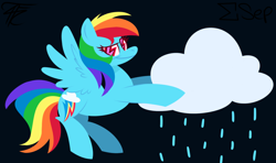 Size: 1280x760 | Tagged: safe, artist:php92, derpibooru import, rainbow dash, pegasus, pony, cloud, rain, solo