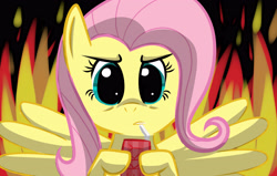 Size: 3850x2450 | Tagged: safe, artist:penguinpotential, fluttershy, pegasus, pony, juice box, solo, stare