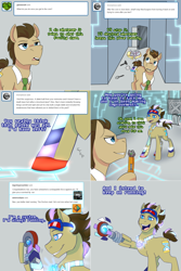 Size: 1502x2254 | Tagged: safe, artist:jitterbugjive, derpy hooves, doctor whooves, oc, oc:neosurgeon, pony, doctor who, lovestruck derpy, sonic screwdriver