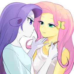 Size: 500x500 | Tagged: dead source, safe, artist:pan, fluttershy, rarity, equestria girls, beautiful, duo, pencil