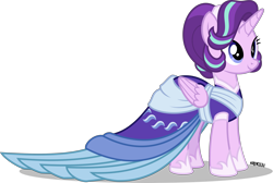 Size: 4000x2683 | Tagged: safe, artist:orin331, starlight glimmer, alicorn, pony, absurd resolution, alicornified, clothes, coronation dress, dress, female, mare, race swap, simple background, smiling, solo, starlicorn, transparent background, xk-class end-of-the-world scenario