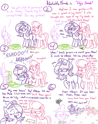 Size: 4779x6013 | Tagged: safe, artist:adorkabletwilightandfriends, lily, lily valley, spike, starlight glimmer, dragon, earth pony, pony, unicorn, comic:adorkable twilight and friends, adorkable, adorkable friends, allergies, angry, argument, chased, comic, cute, dork, dorks, flower, flower in hair, frenemies, frenemy, friendship, frustrated, gardening, grass seed, happy, humor, jealous, love, nostril flare, nostrils, pre sneeze, romance, running, seeds, sneeze spray, sneezing, sniffling, spring, springtime, yardwork