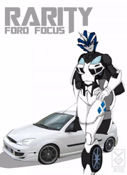 Size: 2550x3509 | Tagged: safe, artist:inspectornills, rarity, pony, unicorn, car, crossover, ford, ford focus, solo, transformerfied, transformers, transformers prime