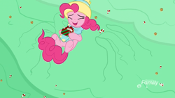 Size: 1920x1080 | Tagged: safe, derpibooru import, screencap, pinkie pie, earth pony, pony, best gift ever, candy, candy cane, clothes, cookie, discovery family logo, falling, female, food, happy, hat, i've seen enough hentai to know where this is going, mare, present, pudding, puddinghead's pudding, scarf, self sacrifice, smiling, tentacles