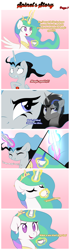 Size: 1400x5025 | Tagged: safe, artist:va1ly, princess celestia, oc, oc:earl grey, oc:spinel, comic:spinel's story, comic, early, food, fusion, gem fusion, magic, tea