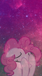 Size: 748x1336 | Tagged: safe, pinkie pie, earth pony, pony, facehoof, female, mare, pink coat, pink mane, space, wallpaper