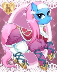 Size: 496x619 | Tagged: safe, artist:jyoka0222, lotus blossom, earth pony, pony, clothes, ear piercing, earring, female, jewelry, mare, piercing, socks, solo, thigh highs