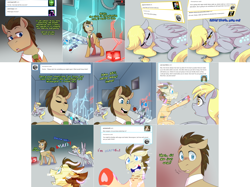 Size: 3006x2254 | Tagged: safe, artist:jitterbugjive, derpy hooves, doctor whooves, oc, oc:neosurgeon, pony, cube, doctor who, error, glitch, key, lovestruck derpy, sonic screwdriver