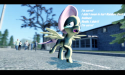 Size: 1024x614 | Tagged: safe, artist:dragonboi471, fluttershy, human, tanks for the memories, 3d, angry mob, crying, gmod, irl, photo, ponies in real life