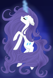 Size: 2048x3000 | Tagged: safe, artist:chaostrical, artist:xheavensdevil, rarity, pony, unicorn, collaboration, eyes closed, glowing horn, solo