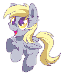 Size: 220x260 | Tagged: safe, artist:yokokinawa, derpy hooves, pony, chest fluff, cute, derpabetes, ear fluff, open mouth, pixel art, simple background, solo, transparent background