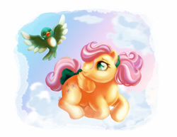 Size: 900x695 | Tagged: safe, artist:redkam-arts, fluttershy, pegasus, pony, ponytail, solo, younger