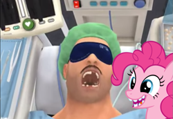 Size: 757x522 | Tagged: safe, pinkie pie, earth pony, pony, the lost treasure of griffonstone, bob, broken teeth, smiling, surgeon simulator 2013