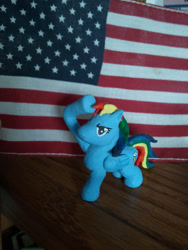 Size: 1920x2560 | Tagged: safe, artist:seanson92, derpibooru import, rainbow dash, craft, flag, irl, photo, rainbow dash salutes, salute, sculpey, sculpture, solo, united states