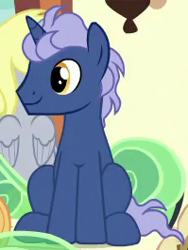 Size: 199x264 | Tagged: safe, screencap, derpy hooves, midnight snack (character), pony, unicorn, the last problem, background pony, cropped, friendship student, male, sitting, smiling, solo focus, stallion