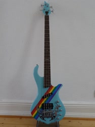 Size: 1037x1382 | Tagged: safe, artist:heartstringthepony, derpibooru import, rainbow dash, bass guitar, craft, custom, guitar, irl, musical instrument, photo, solo