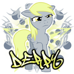 Size: 256x256 | Tagged: safe, artist:thaddeusc, derpy hooves, pony, simple background, solo, spray, transparent background