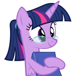 Size: 971x972 | Tagged: safe, artist:zacatron94, derpibooru import, part of a set, twilight sparkle, twilight sparkle (alicorn), alicorn, pony, adorkable, alternate hairstyle, book, cute, dork, female, glasses, mare, nerd pony, ponytail, simple background, solo, transparent background, twilight's professional glasses, vector