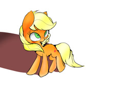 Size: 1363x977 | Tagged: safe, artist:skippy_the_moon, applejack, earth pony, pony, hatless, missing accessory, pixiv, solo