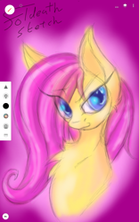 Size: 800x1280 | Tagged: safe, artist:foldeath, fluttershy, pegasus, pony, female, mare, pink mane, solo, yellow coat