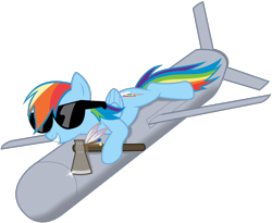 Size: 990x813 | Tagged: safe, artist:totallynotabronyfim, derpibooru import, rainbow dash, pegasus, pony, cruise missile, missile, navy, pun, smiling, solo, sunglasses, tomahawk, visual pun