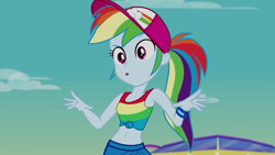 Size: 1920x1080 | Tagged: safe, derpibooru import, edit, edited screencap, screencap, rainbow dash, better together, equestria girls, spring breakdown, belly button, front knot midriff, midriff, solo