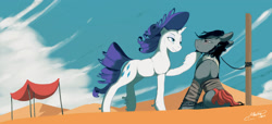 Size: 2486x1130 | Tagged: safe, artist:mechagen, edit, rarity, pony, unicorn, bound, desert, ponified, prince of persia, prisoner, unshorn fetlocks