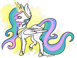 Size: 1802x1363 | Tagged: safe, artist:lceiandic, princess celestia, alicorn, pony, chest fluff, fluffy, magic, solo