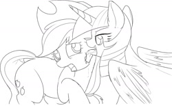 Size: 1280x796 | Tagged: safe, artist:mcsadat, applejack, twilight sparkle, twilight sparkle (alicorn), alicorn, earth pony, pony, drool, female, i need an adult, lesbian, licking, mare, monochrome, shipping, twijack