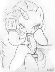 Size: 651x846 | Tagged: safe, artist:lindsay cibos, part of a set, rarity, pony, unicorn, cider, looking at you, necktie, sketch, solo