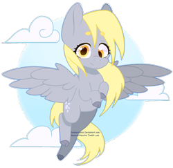 Size: 1024x995 | Tagged: safe, artist:sawberrykiss, derpy hooves, pegasus, pony, abstract background, beanbrows, cloud, cloven hooves, colored hooves, cute, derpabetes, eyebrows, female, flying, heart eyes, mare, solo, spread wings, wingding eyes, wings