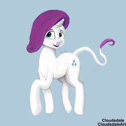 Size: 1600x1600 | Tagged: safe, artist:cloudsdaleart, rarity, pony, unicorn, long tail, smiling, solo