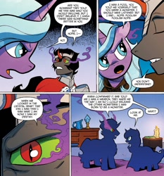 Size: 1384x1484 | Tagged: safe, artist:andypriceart, derpibooru import, idw, king sombra, radiant hope, crystal pony, pony, unicorn, siege of the crystal empire, spoiler:comic, spoiler:comic37, colored sclera, comic, duo, female, green sclera, male, mare, official comic, slit eyes, stallion