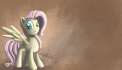 Size: 3307x1891 | Tagged: safe, artist:jumian, fluttershy, pegasus, pony, looking at you, proud, solo, spread wings, standing