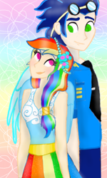 Size: 480x800 | Tagged: safe, artist:tsundra, derpibooru import, rainbow dash, soarin', human, female, humanized, male, shipping, soarindash, straight