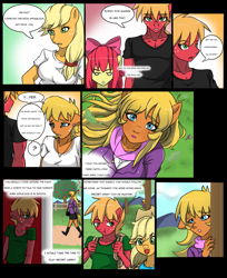 Size: 1275x1560 | Tagged: safe, artist:zoarenso, apple bloom, applejack, big macintosh, ms. harshwhinny, anthro, comic:harsh apples, comic, harsh apples