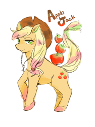 Size: 600x799 | Tagged: safe, artist:wan, applejack, earth pony, pony, female, mare, pixiv, solo