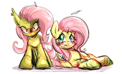 Size: 1400x850 | Tagged: safe, artist:kyodashiro, fluttershy, pegasus, pony, female, flutterbat, mare, pink mane, yellow coat