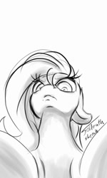 Size: 616x1024 | Tagged: safe, artist:foldeath, fluttershy, pegasus, pony, angry, monochrome, solo