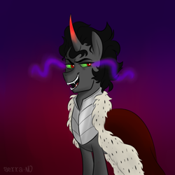 Size: 900x900 | Tagged: safe, artist:serra-no, derpibooru import, king sombra, pony, unicorn, black mane, male, sharp teeth, solo, sombra eyes, stallion