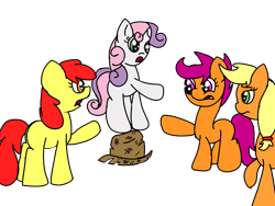 Size: 2838x2135 | Tagged: safe, artist:daisy meadows, apple bloom, applejack, scootaloo, sweetie belle, earth pony, pony, cutie mark crusaders