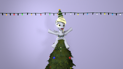 Size: 2560x1440 | Tagged: safe, artist:n30, derpy hooves, pegasus, 3d, christmas, christmas tree, contest entry, hearth's warming eve, holiday, source filmmaker, tree