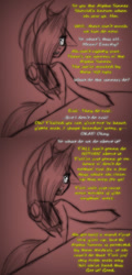 Size: 559x1162 | Tagged: safe, artist:lil miss jay, applejack, anthro, unguligrade anthro, aj the huntress, amputee, ask lil miss rarity, pun, tumblr