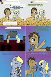 Size: 1902x2854 | Tagged: safe, artist:crescentscipt, derpy hooves, doctor whooves, pony, food, lovestruck derpy, microphone, muffin