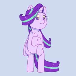 Size: 2048x2048 | Tagged: safe, artist:chapaghettii, starlight glimmer, pony, unicorn, bipedal, blue background, cute, female, glimmerbetes, high res, mare, simple background, solo