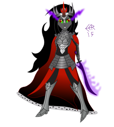 Size: 3000x3327 | Tagged: safe, artist:e-e-r, derpibooru import, king sombra, queen umbra, equestria girls, equestria girls-ified, equestria guys, female, rule 63, simple background, solo, sword, transparent background, vector, weapon