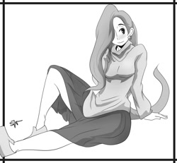 Size: 1134x1047 | Tagged: safe, artist:liquidxlead, fluttershy, human, clothes, grayscale, humanized, monochrome, solo, sweatershy